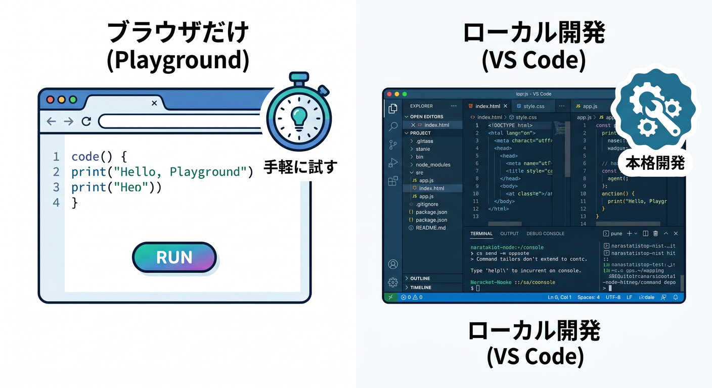 Browser Playground vs Local VS Code