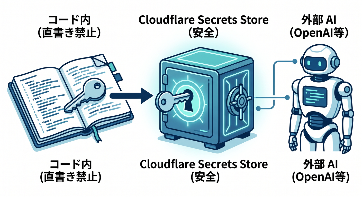 AIの鍵を安全に保管するイメージ