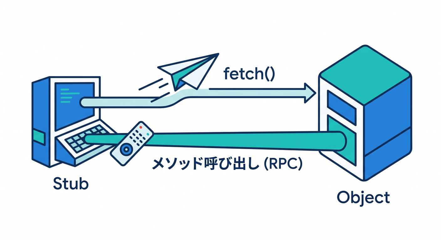 Sending a request or RPC via stub.