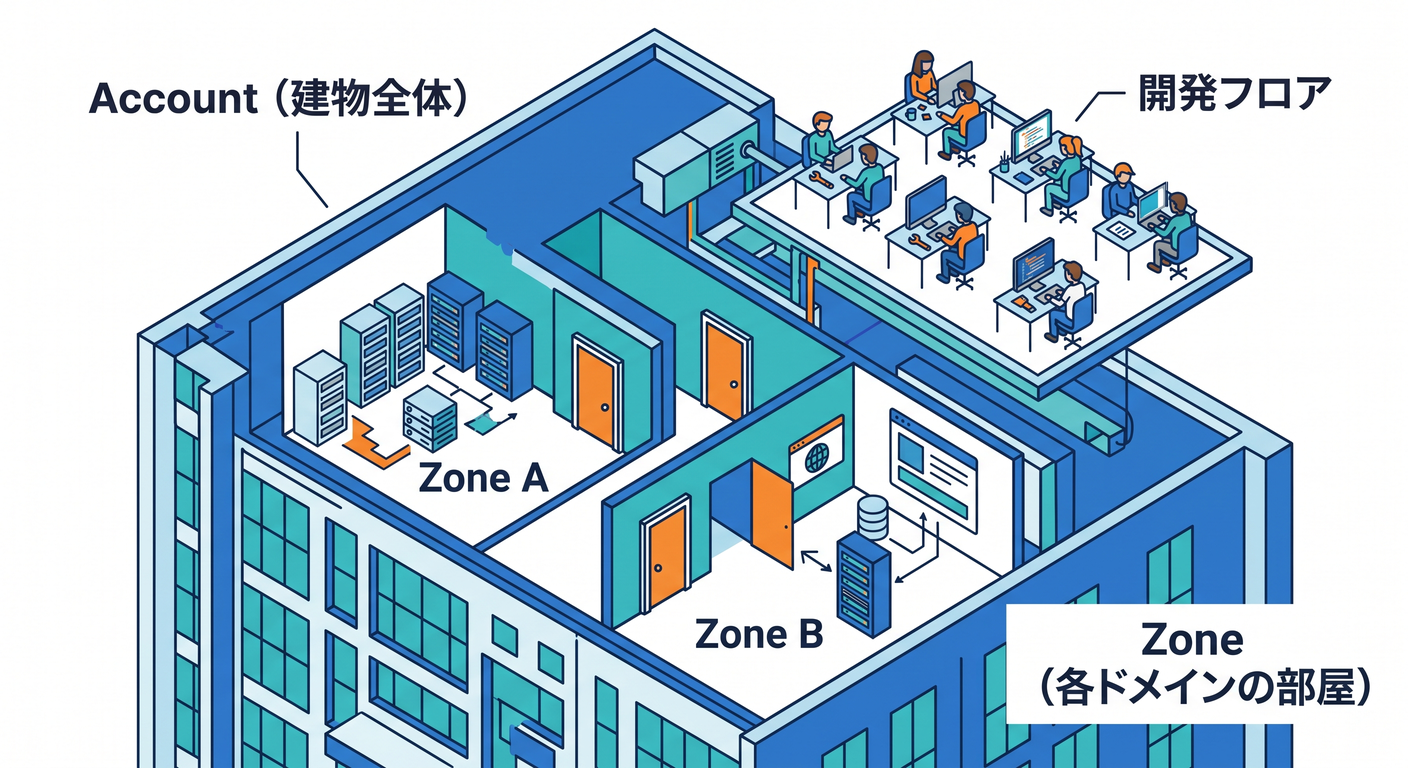 Account vs Zone (Building Metaphor)
