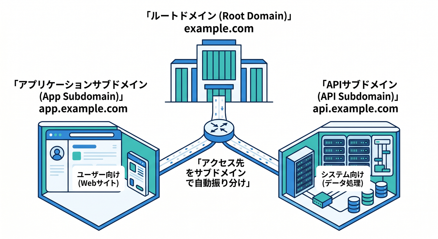 サブドメインで分ける構成