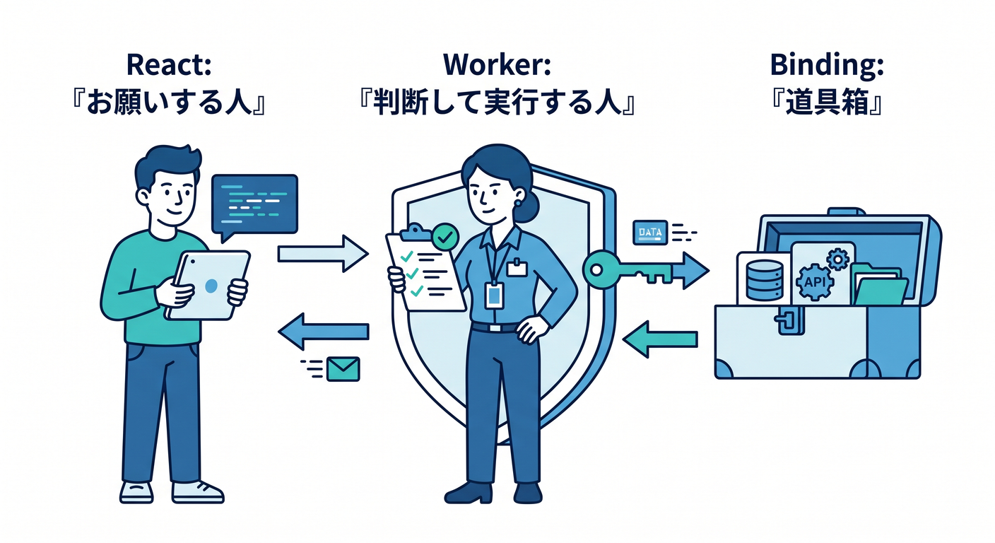 React requesting Worker to use bindings