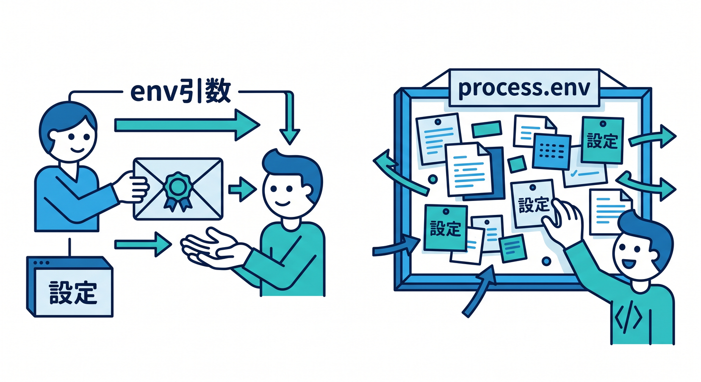 env vs process.env