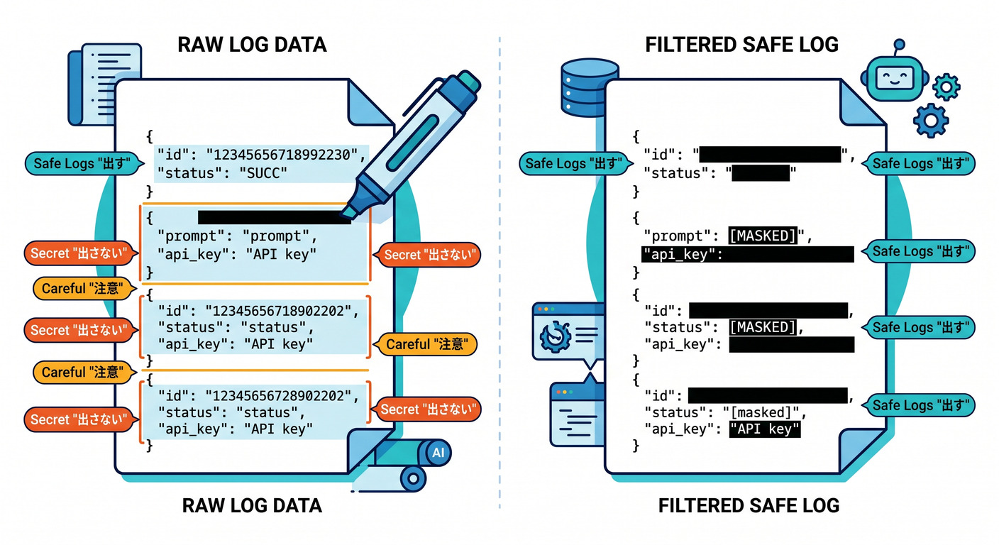 Safe logging practices for AI applications