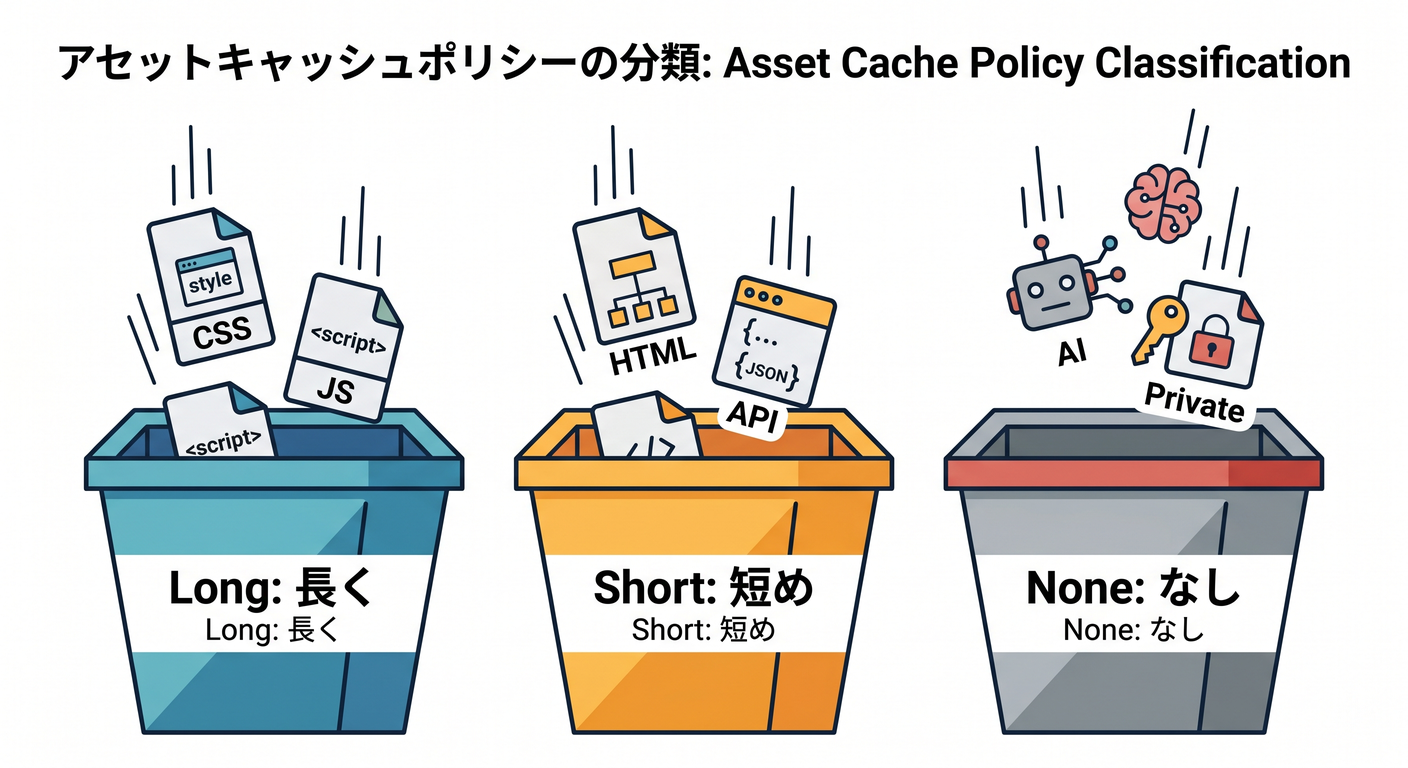 Classifying assets by cache policy