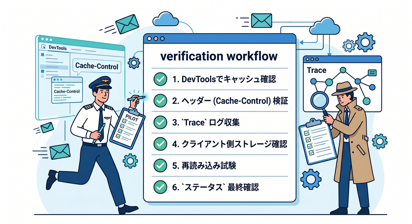 Verification workflow for caching