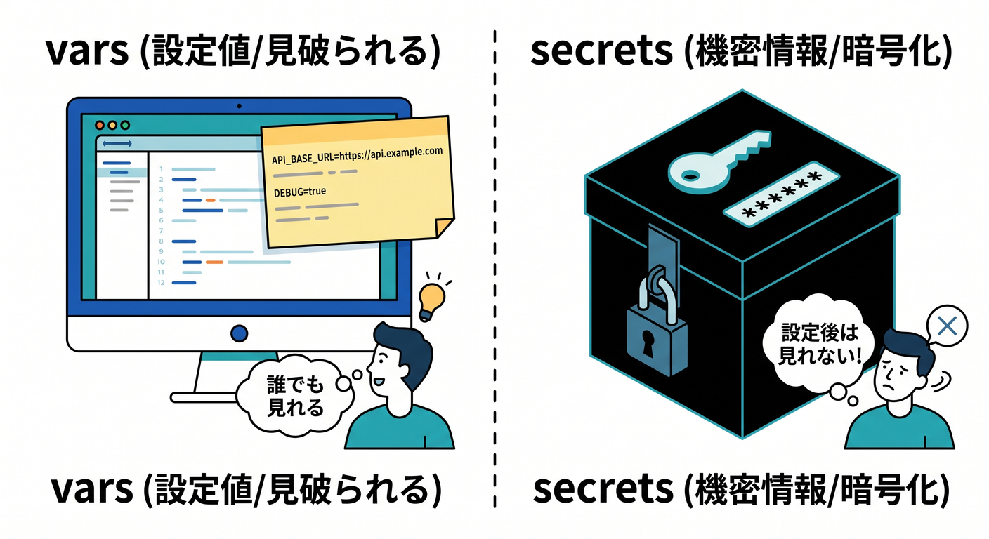 varsとsecretsの違い