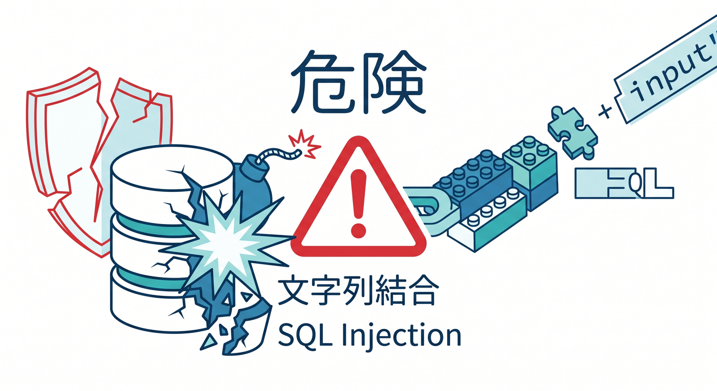 Warning against direct string concatenation in SQL to prevent injection.