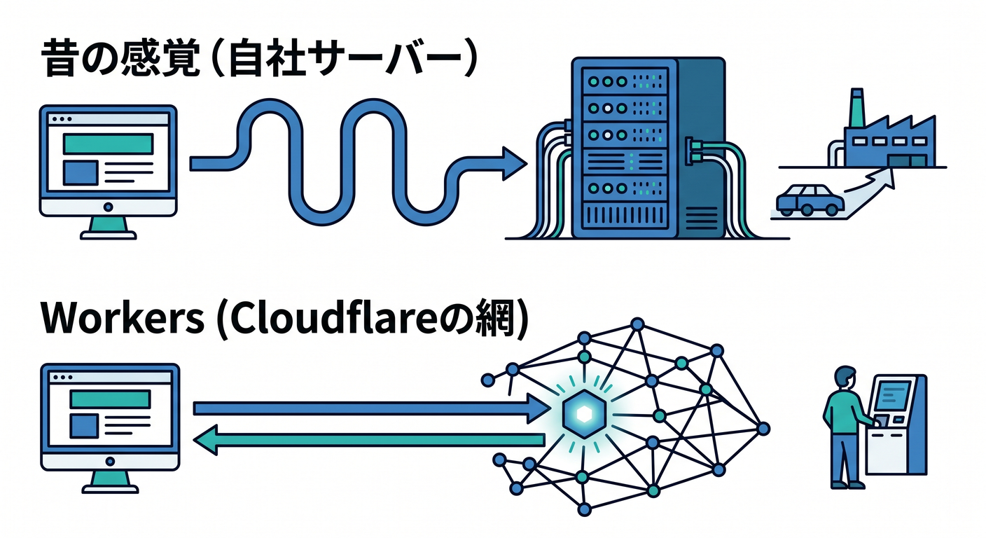 Traditional Server vs Workers Execution