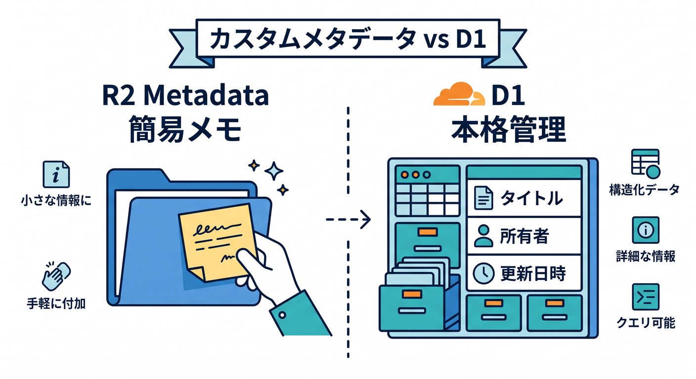 Custom metadata vs D1
