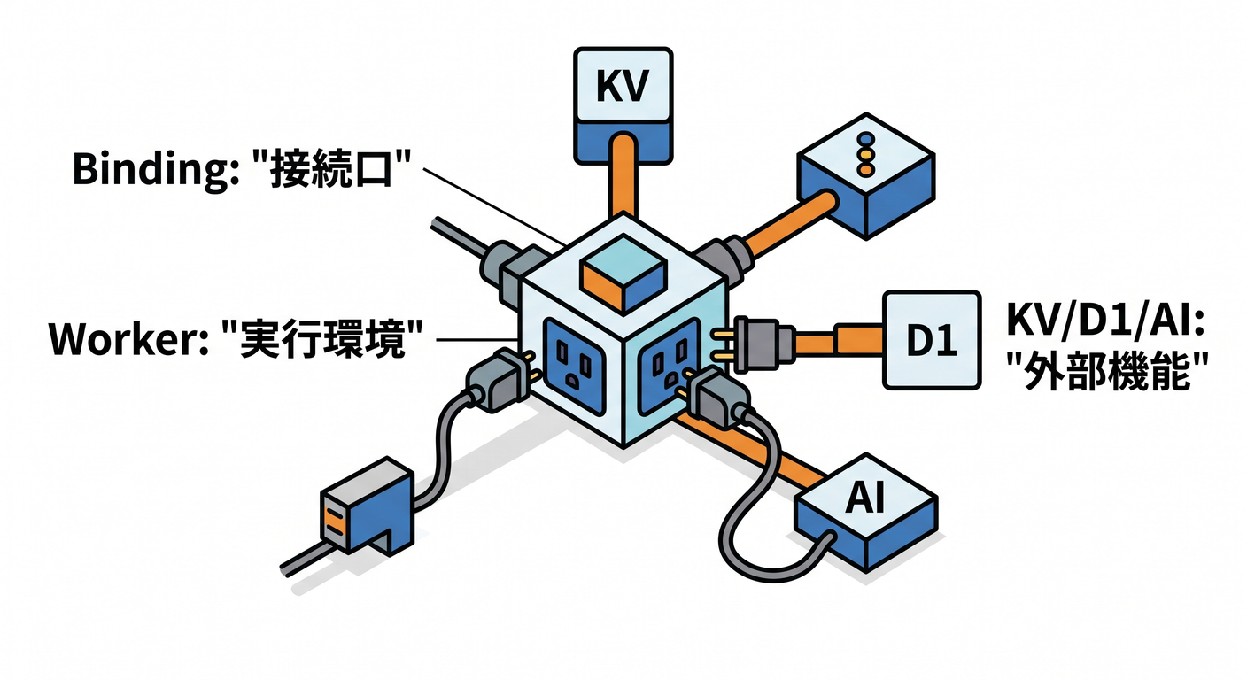 The concept of a binding in Cloudflare Workers