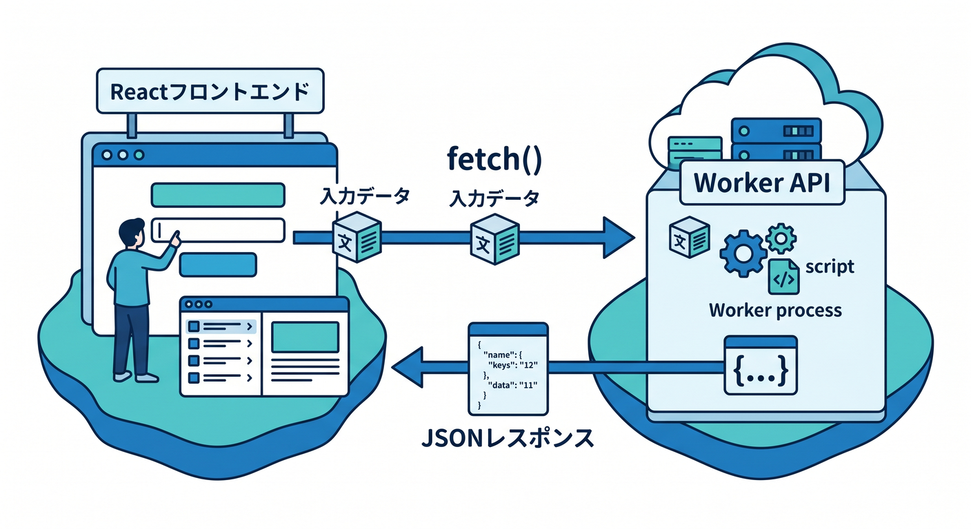 Data flow between React and Worker API