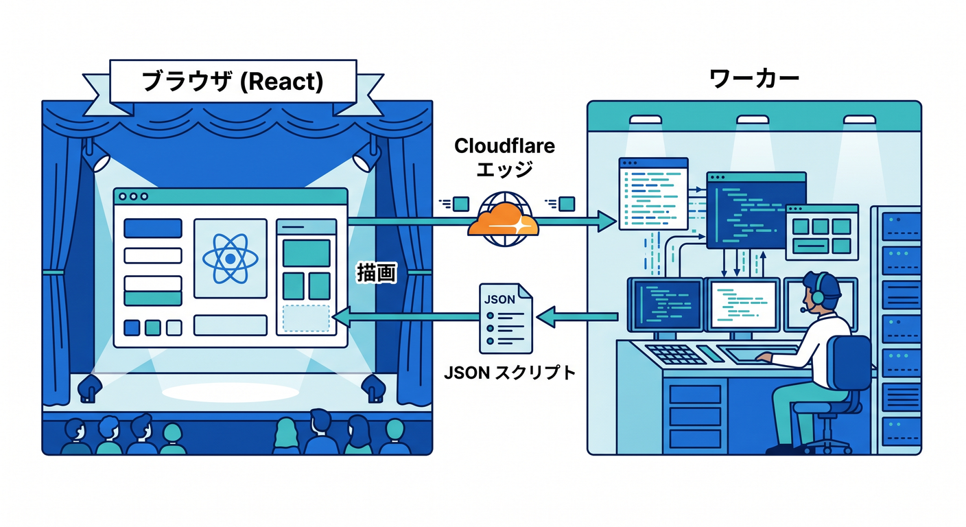 Overall System Diagram (React Browser to Worker API)